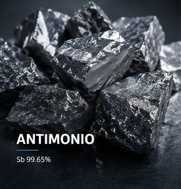 Antimonio usado como endurecedor de aleaciones metalúrgicas